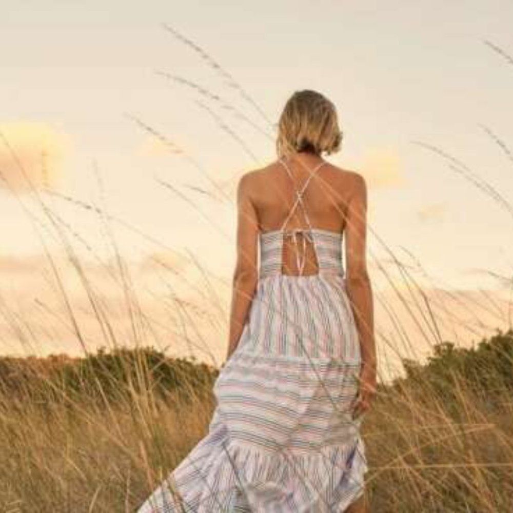 ZARA STRIPES MAXI DRESS HALTER - Picture 10 of 10
